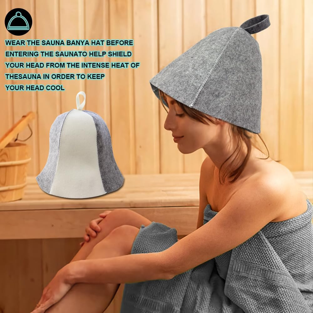 2 Pack Sauna Hat Wool Felt Banya Cap Heat Protection Spa Bath Unisex
