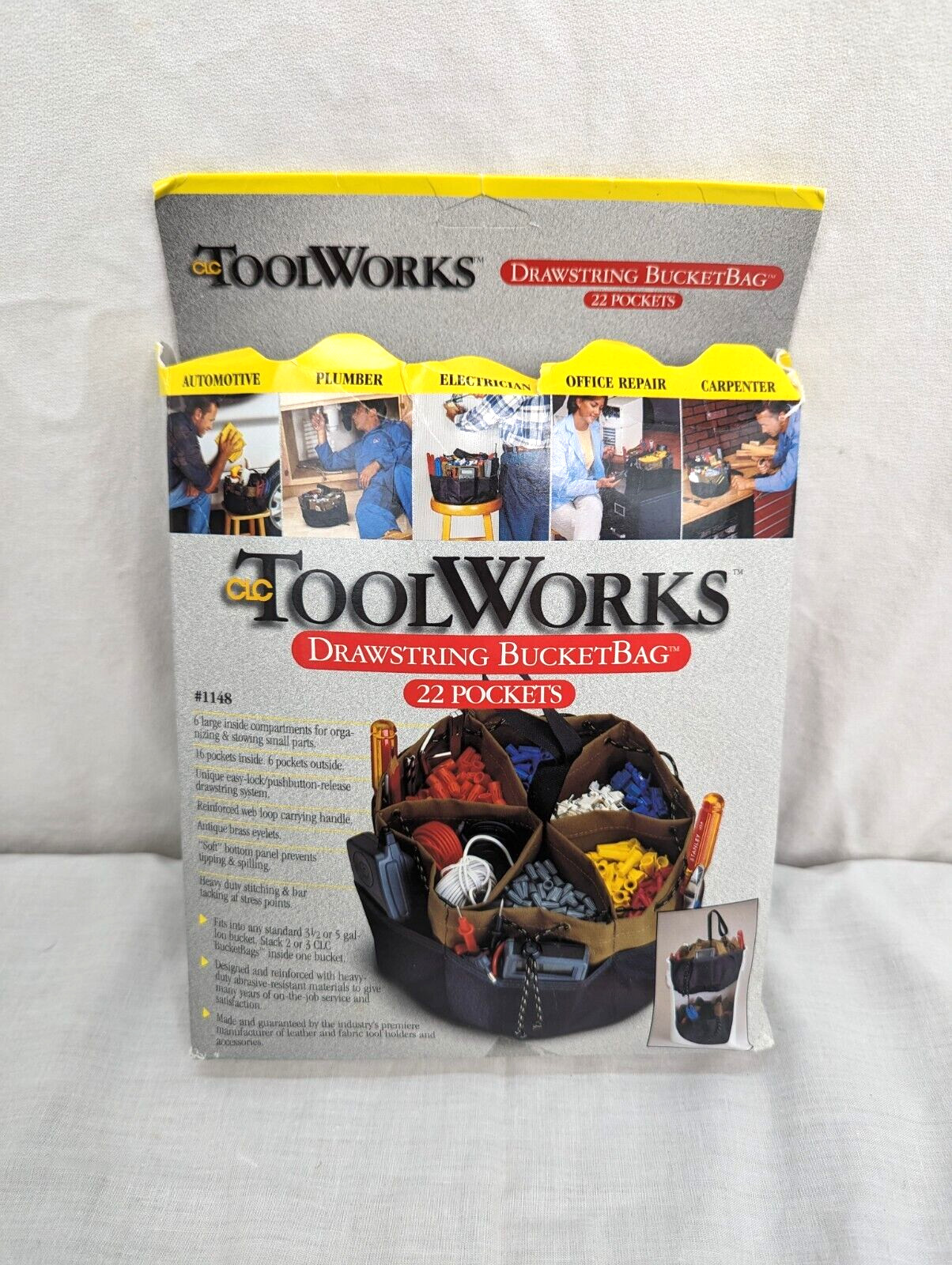 CLC Toolworks Drawstring BucketBag #1148 22 Pockets Brown