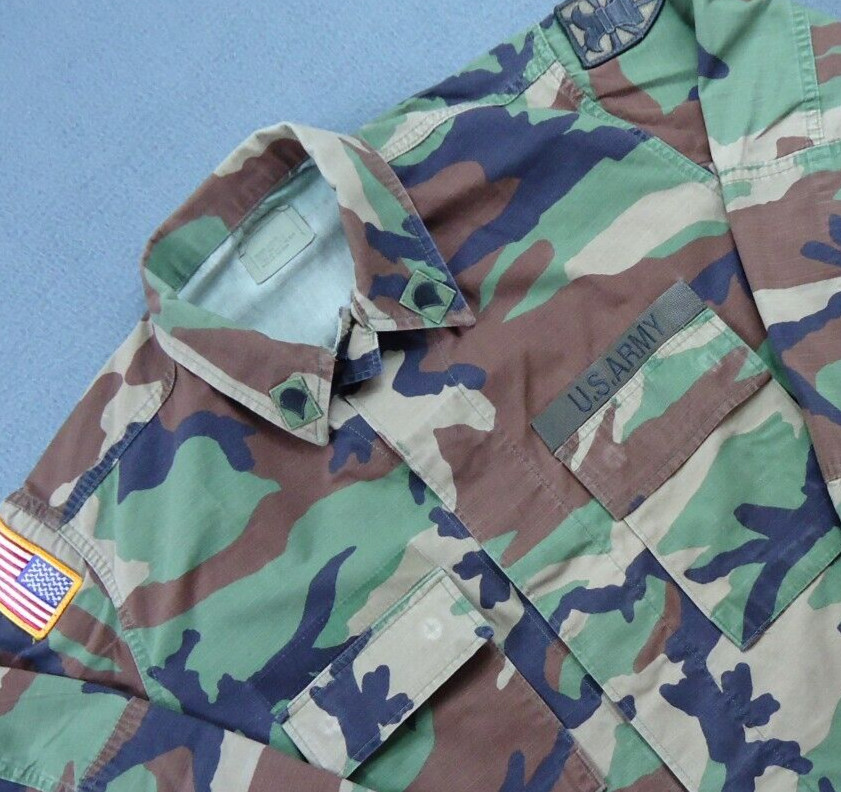 Vtg US Army BDU Hot Weather Coat MediumRegular Woodland Camouflage Combat Jacket