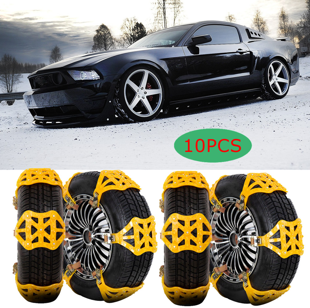 For Ford Mustang 10X Car Snow Chains Tire Chain Adjustable Anti Slip Anti-Skid