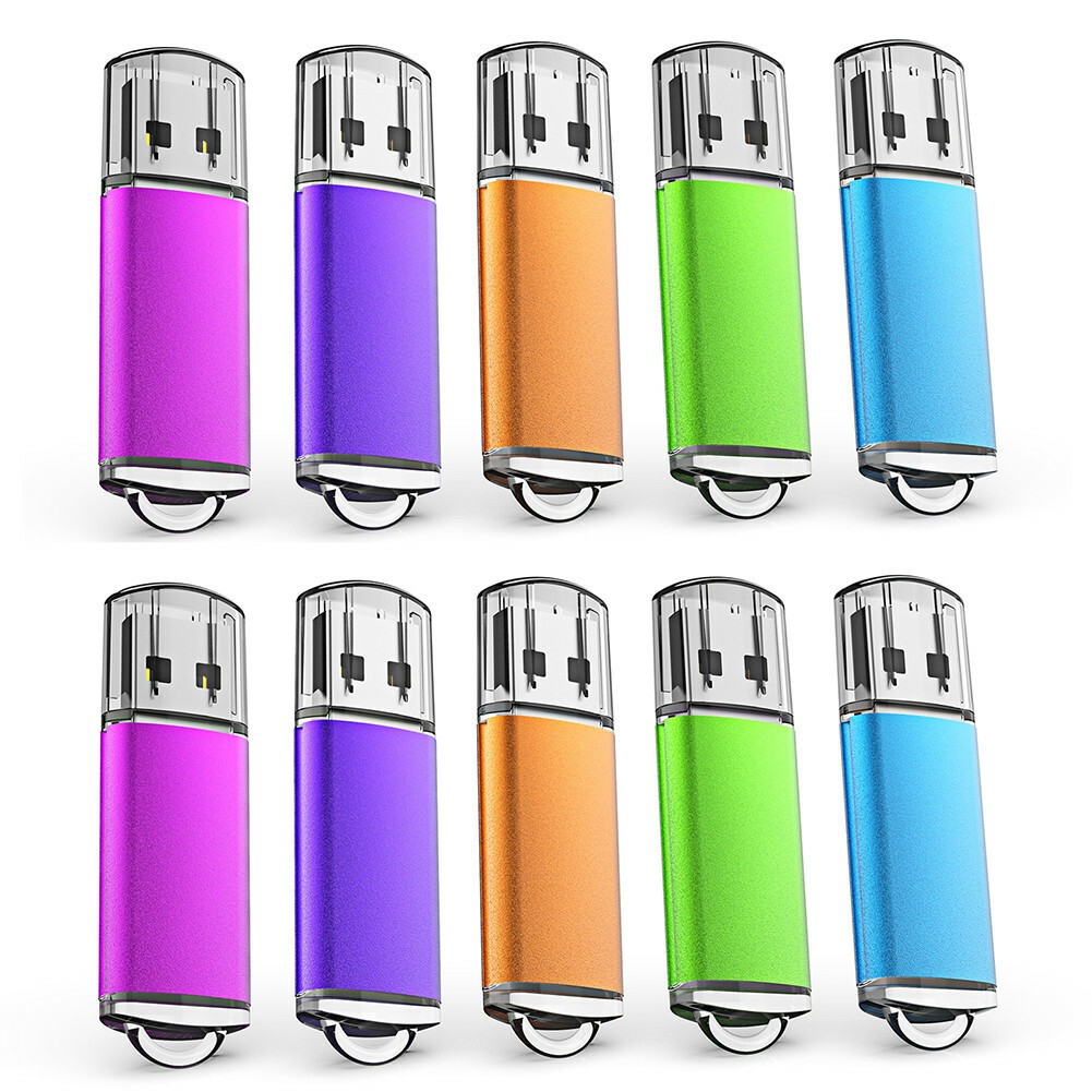 10 Pack Mixed Color USB2.0 Mini Flash Drive 1GB-32GB Blank Thumb Memory Sticks