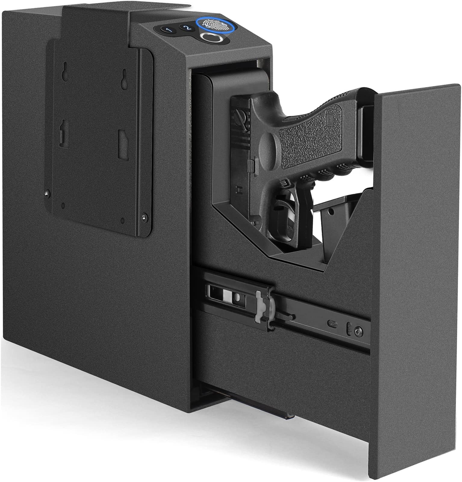 Biometric Slider Handgun Gun Safe for Nightstand, Desk, Bed Side,Truck