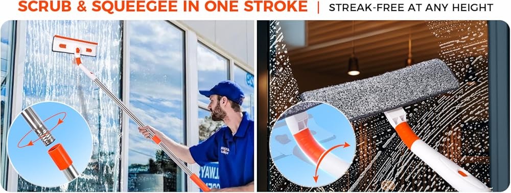 Profal Window Squeee 2-in-1, Window Cleaner " Extens Pole,