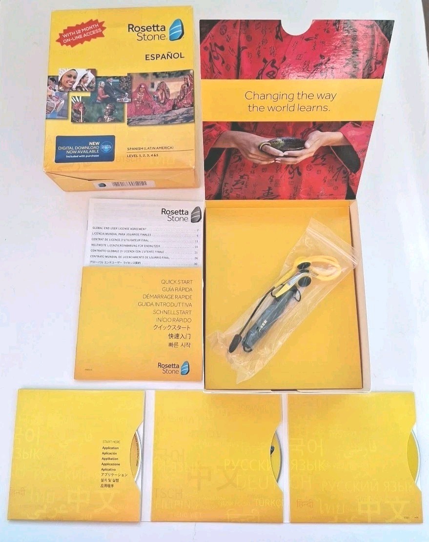 ROSETTA STONE Espanol SPANISH Latin America Level 1-5 COMPLETE SET  Open Box