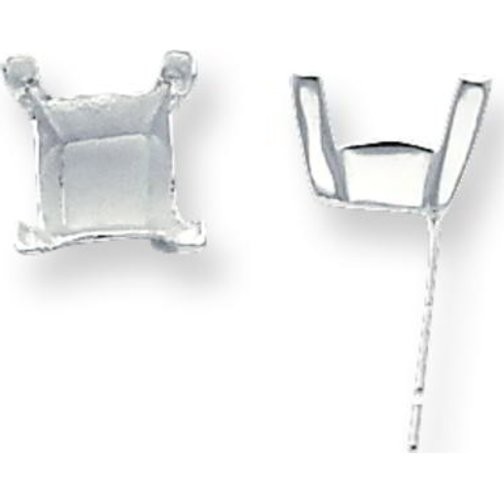 Sterling Silver Princess V-End Post Earrings 8mm Jewerly - Pack of 2