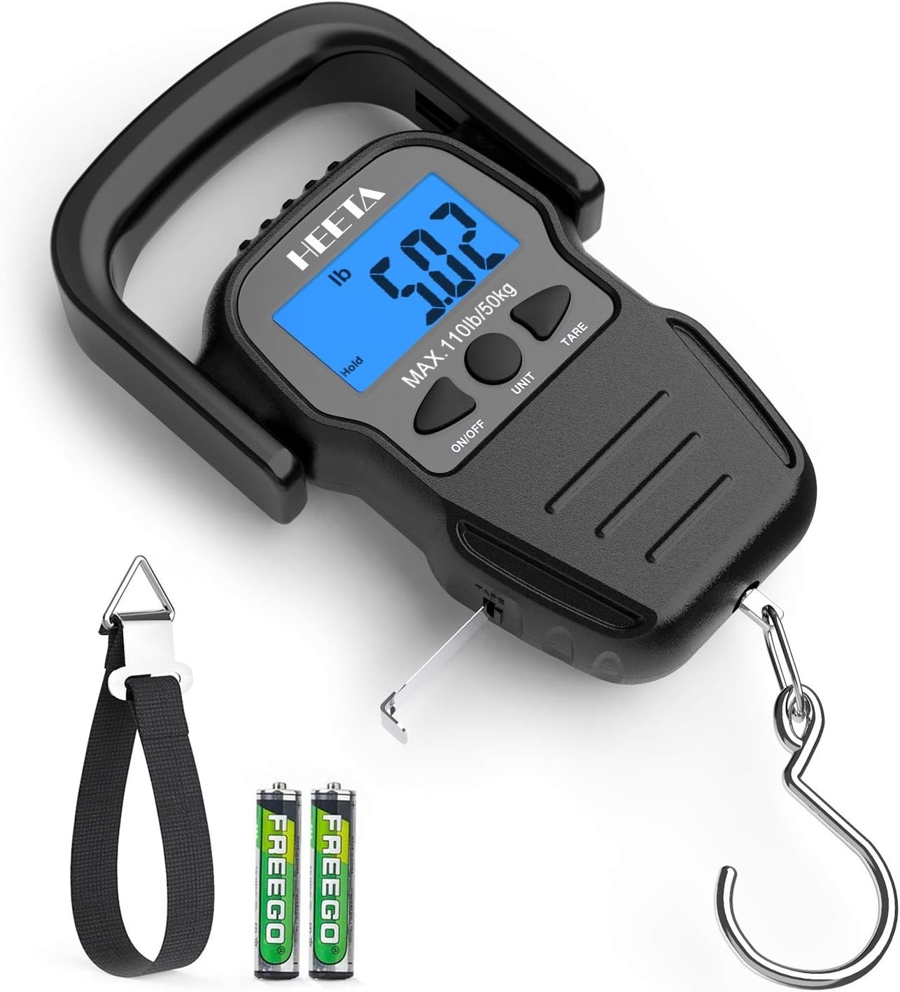 110lb Heavy-Duty Portable Fish Scale with Bluetooth LCD Display & Tare Function