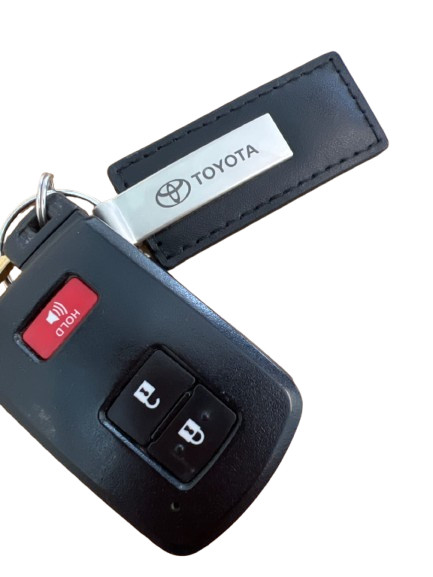 Toyota LOGO on Black Leather Rectangular Key Fob Keychain Key Ring