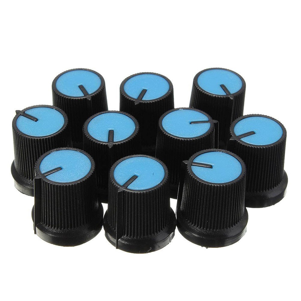 10 PCS Shaft Knob Plastic Control Knobs Flat Knurled Potentiometer