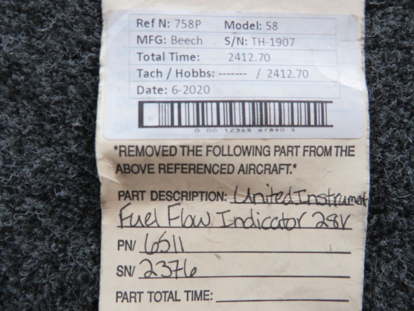6511 United Instruments Fuel Flow Indicator (Volts: 28)