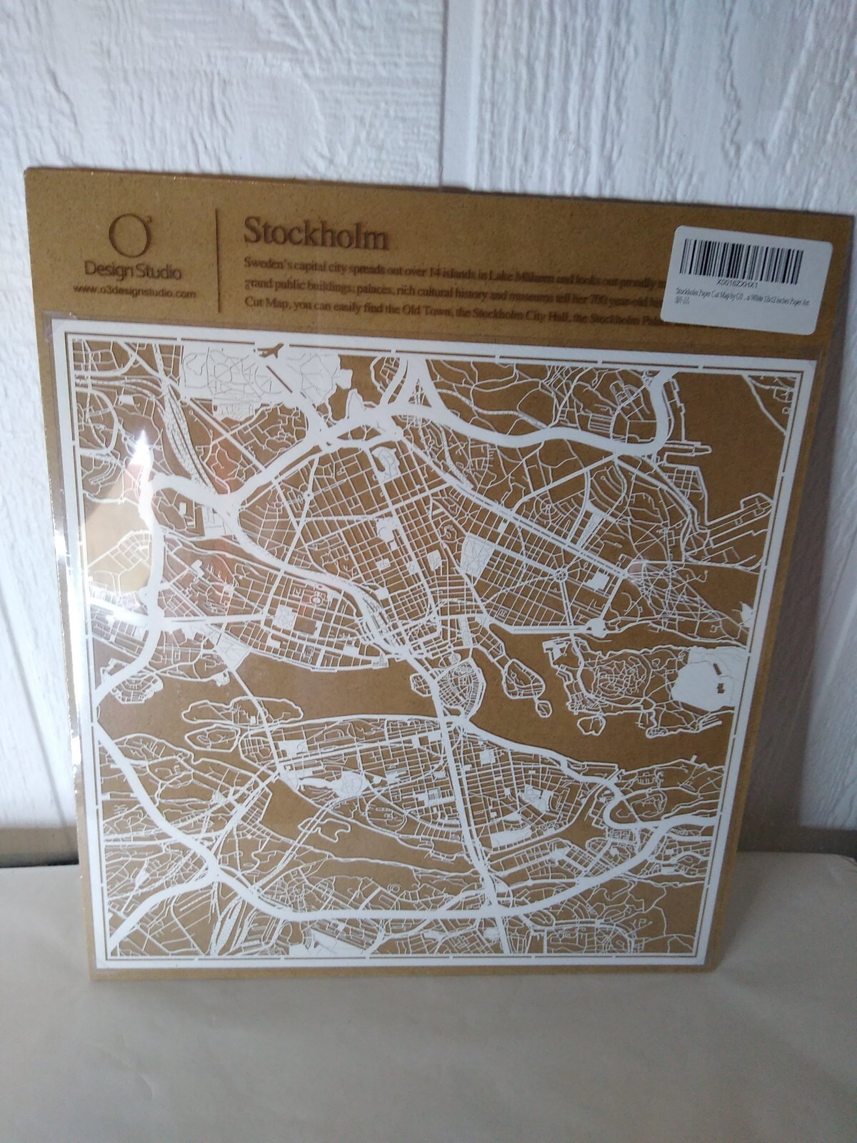 03 Design Studio PAPER CUT MAP Stockholm Paper Art Original 12x12 White NEW