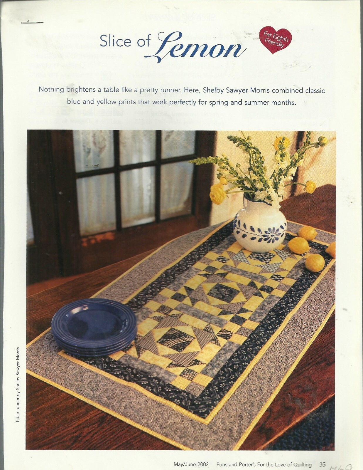 C0291 SLICE OF LEMON RUNNER QUILT PATTERN/INSTRUCTIONS