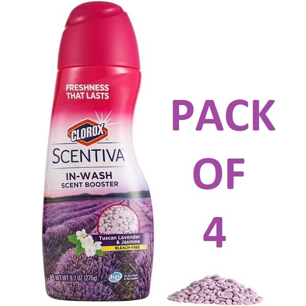 4 Pack - CLOROX Scentiva In-Wash Scent Booster Tuscan Lavendar & Jasmine