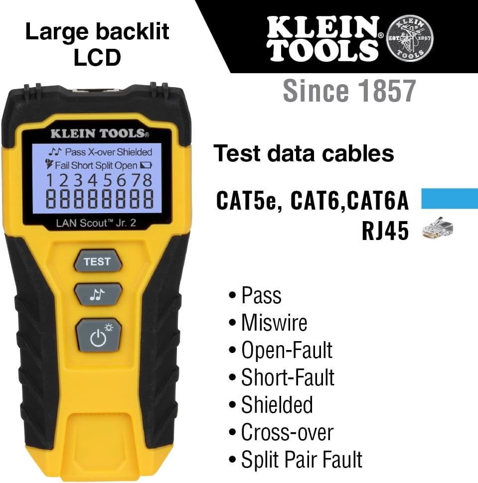 Klein Tools 80072 RJ45 Cable Tester Kit LAN Scout Jr 2