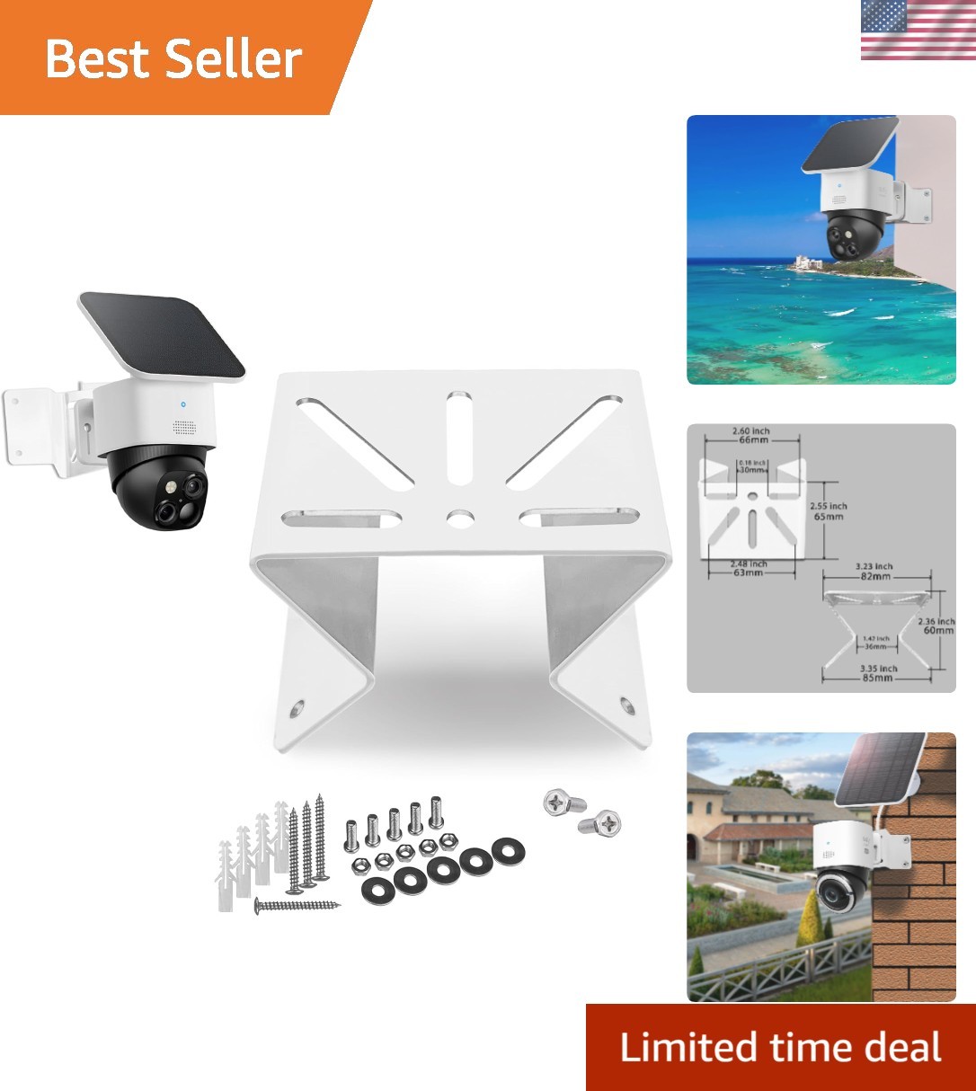 Rust-Resistant Corner Mount Bracket for Secure 270° Camera Views - All Cameras