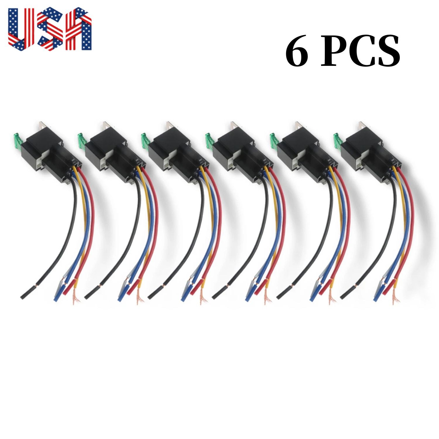 NEW 6X Audio Relay Switch Wiring 12V -30 Amp Fuse 144AWG Wire 5-Pin Relay