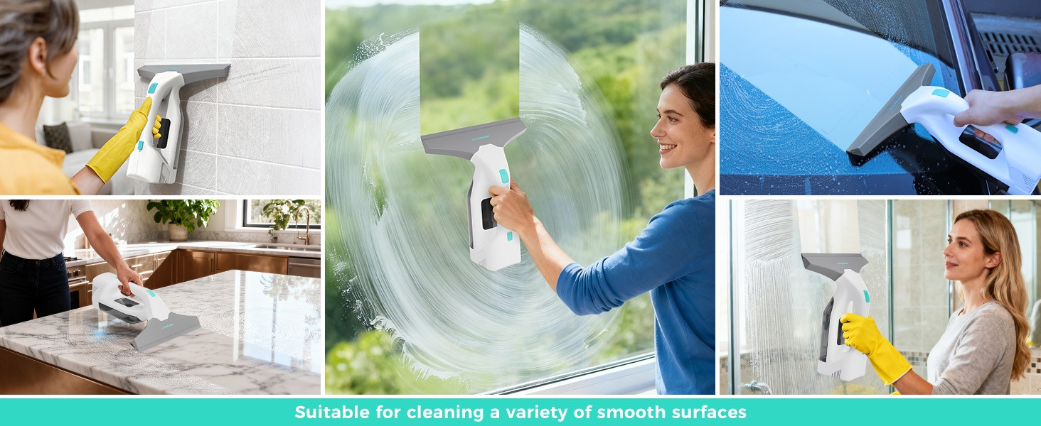 Electric Window Vacuum Squeegee 11", Vacuum Squeegee Cordless Cleaner Tool Set,