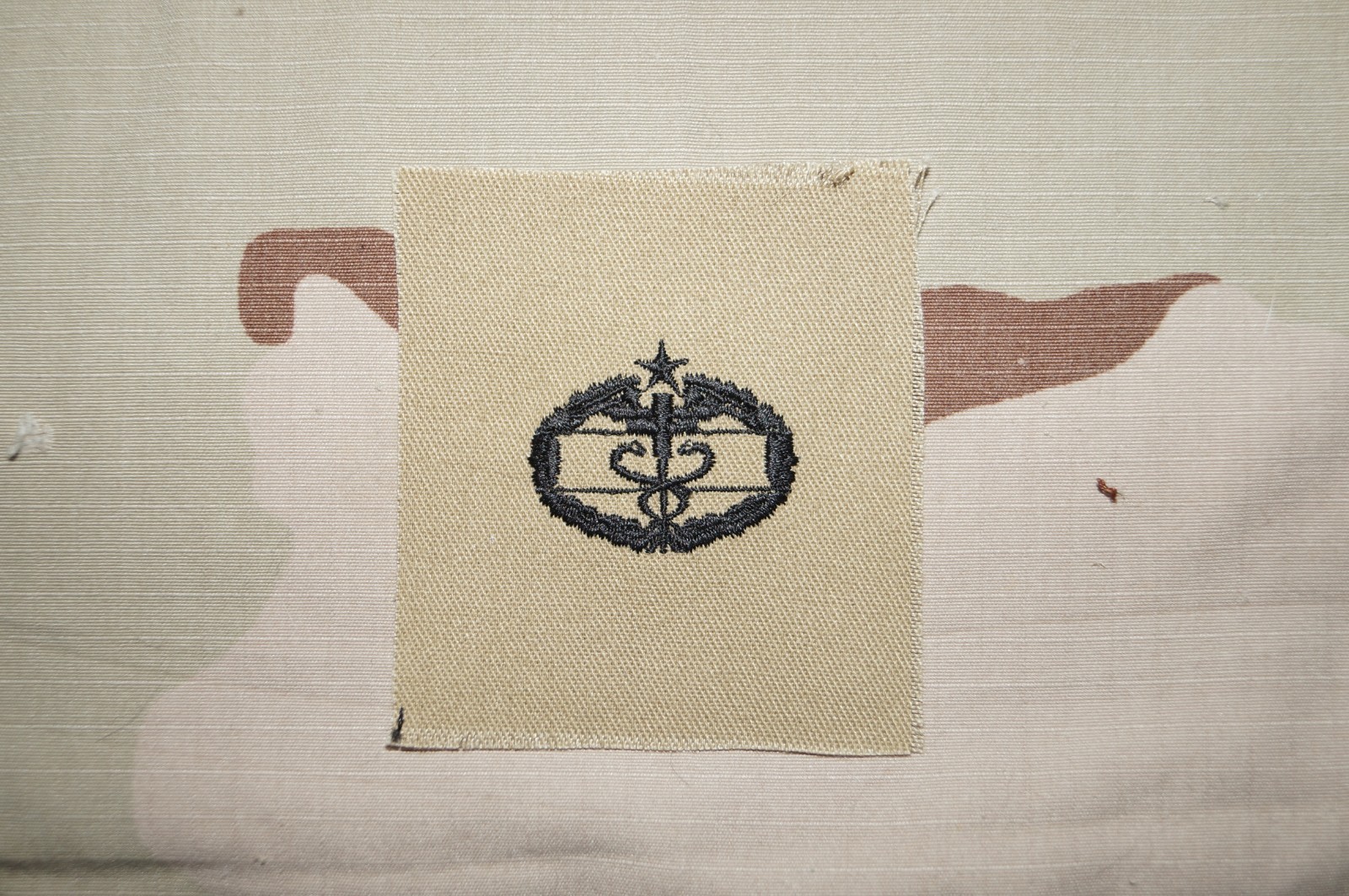 RARE US Army Combat Field Medic Badge 2nd Award Sew On DCU Desert Tan Cloth