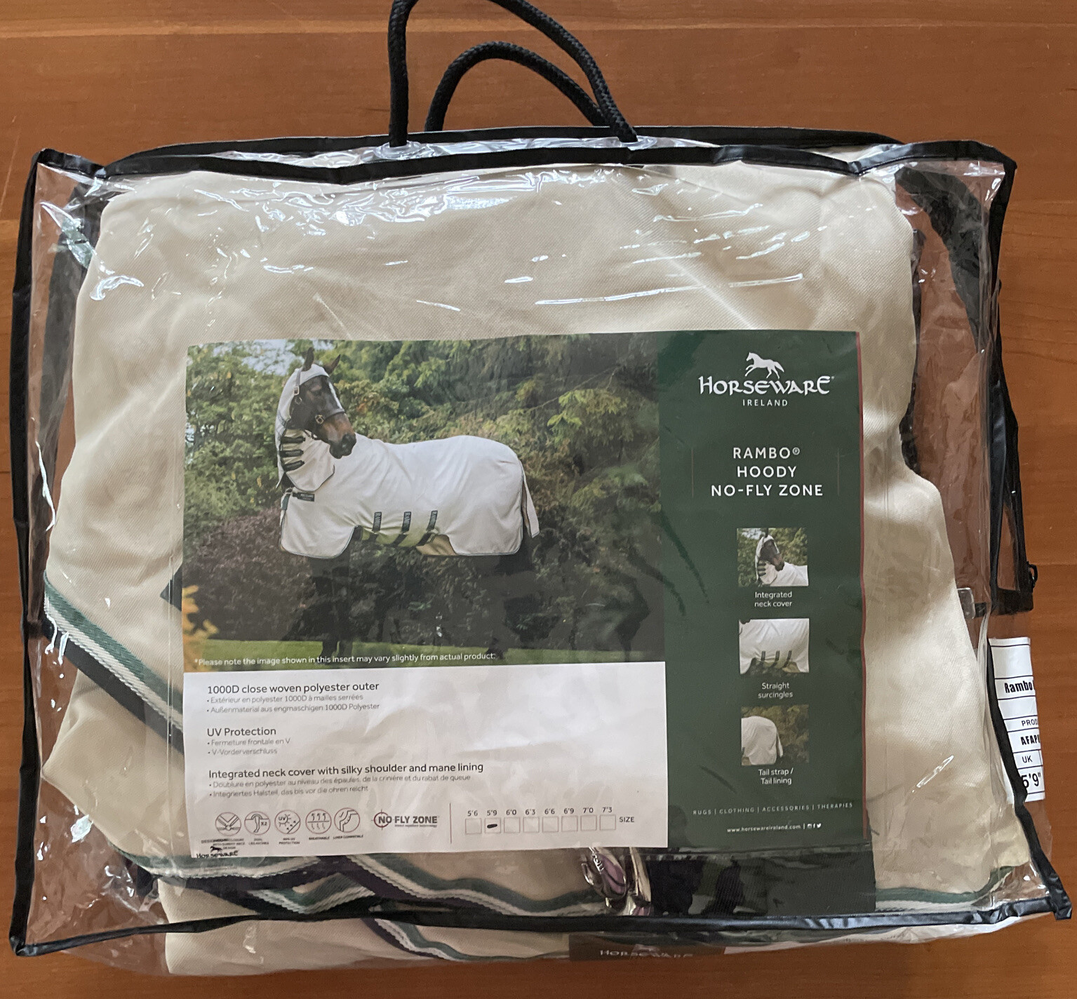 Rambo Hoody Horse Fly UV Sheet w/ No Fly Zone & FREE FLY MASK  69" - SAND/SAGE