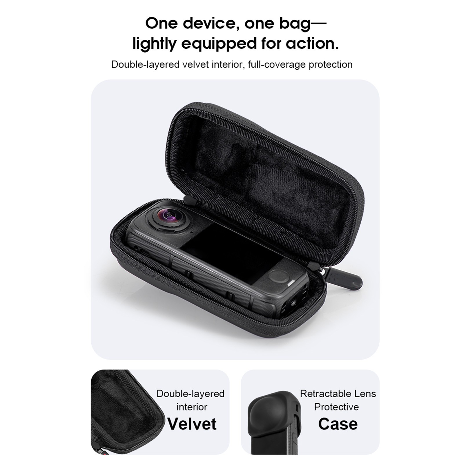 Camera Single-Unit PU Black Storage Case Camera Bag for lnsta360 x4 Air
