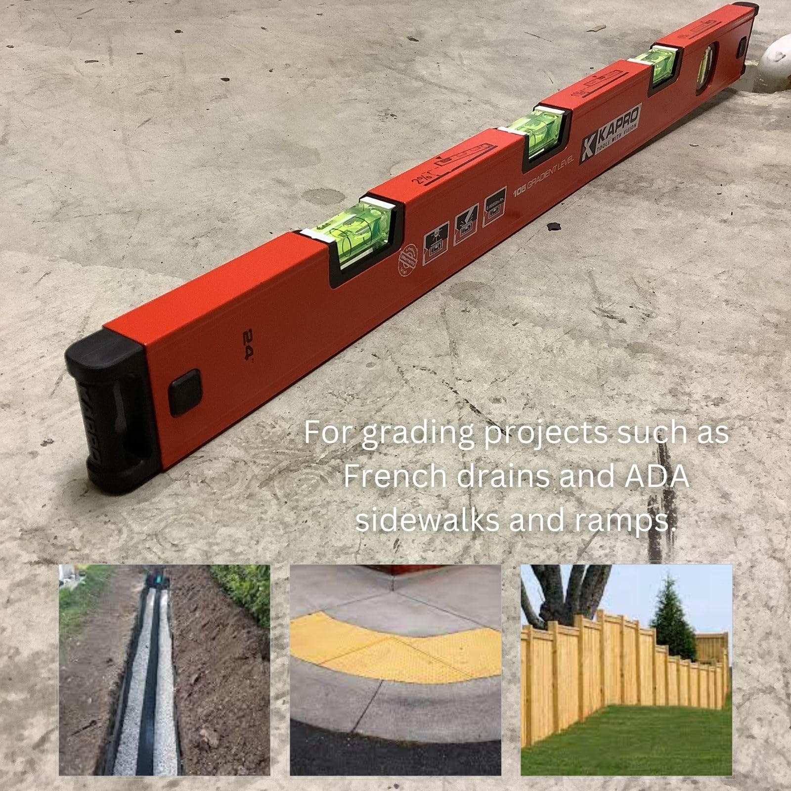 Kapro - 105 Topgrade Gradient Box Level - with Slope 48-Inch, Red