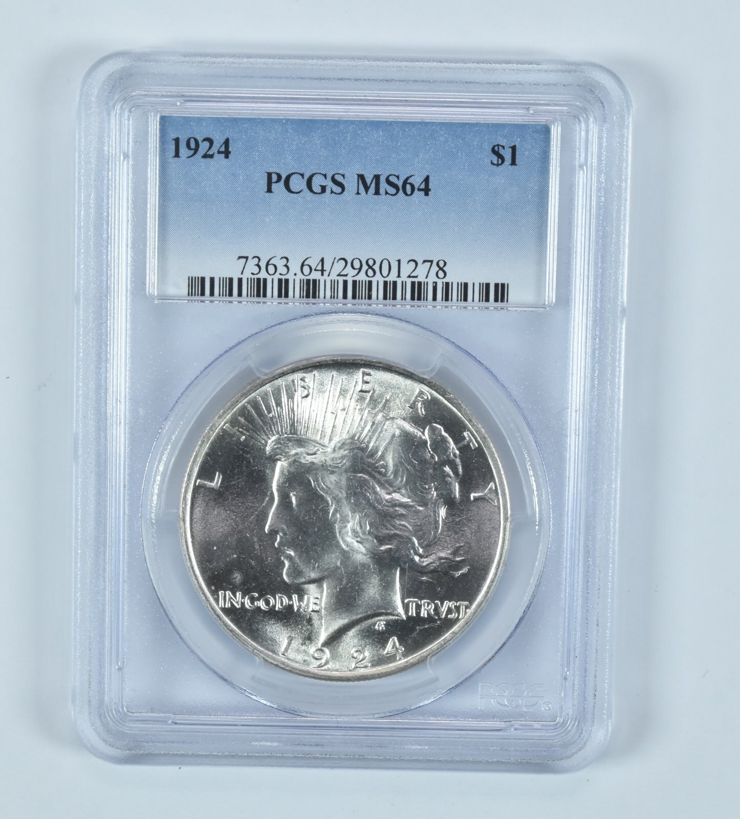 1924 Peace Silver Dollar MS64 PCGS Blue Label