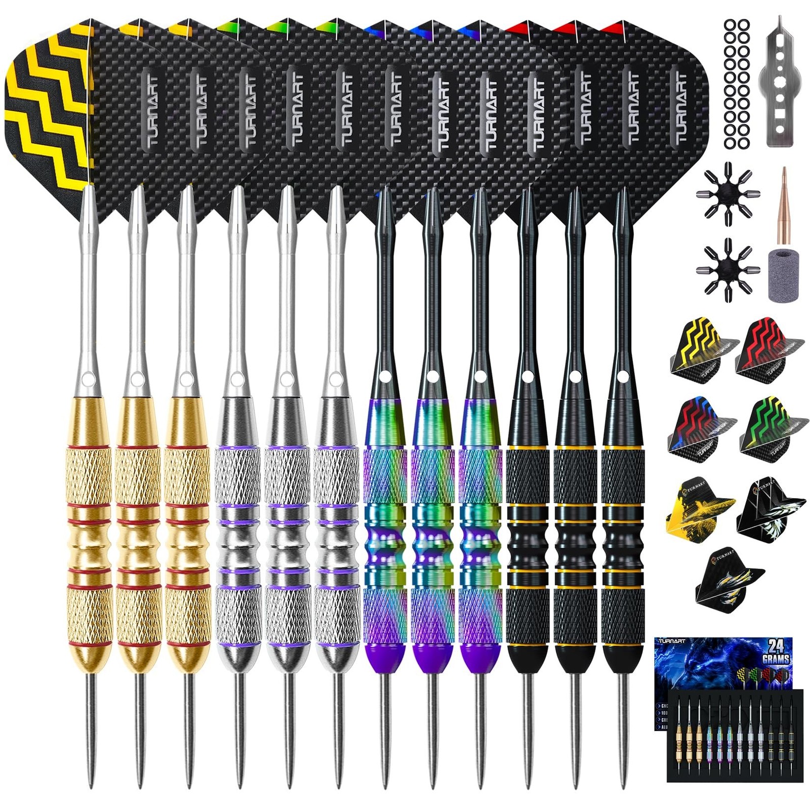Turnart Darts Metal Tip Set - Steel Tip Darts Set Professional Metal Darts | ...