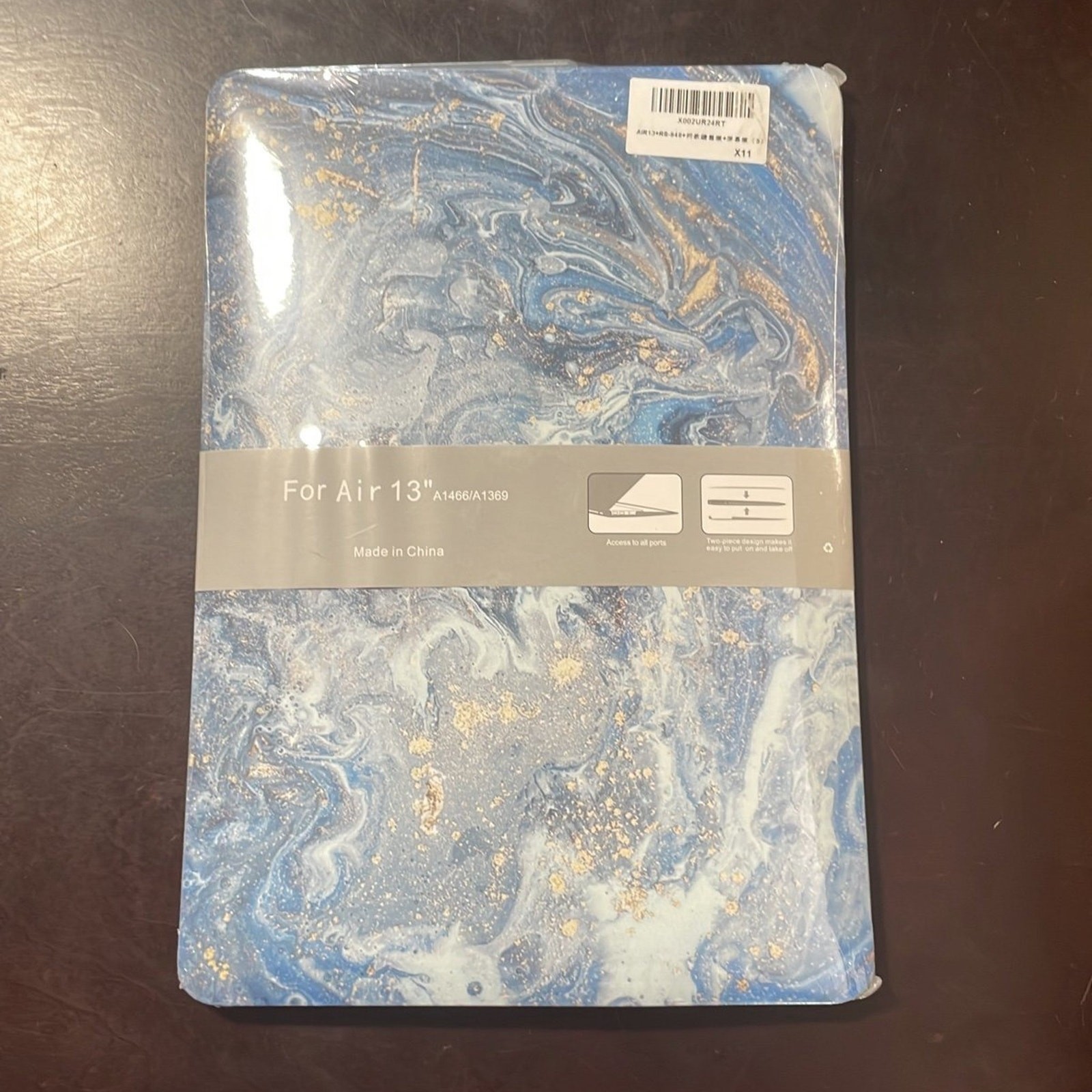 MacBook Air 13” blue/gold galaxy design shell case