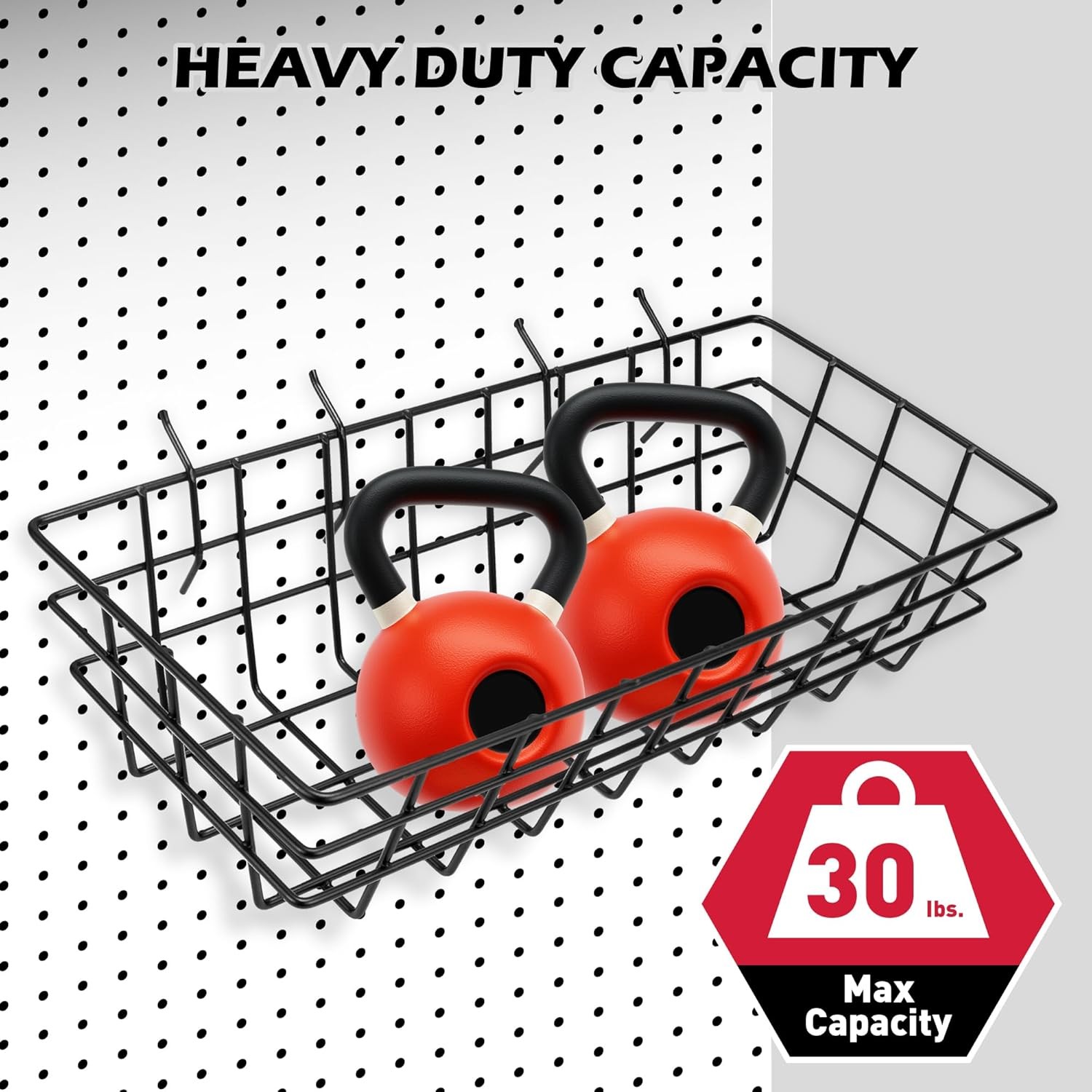 5-Piece Pegboard Baskets Set - Heavy Duty Peg Board Organizer Accessories Bin Se