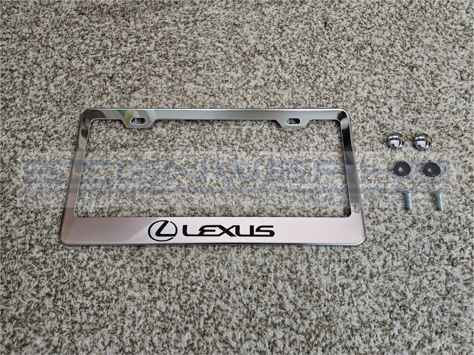 Lexus logo Style II Black Chrome Stainless Steel US/Canada License Plate Frame