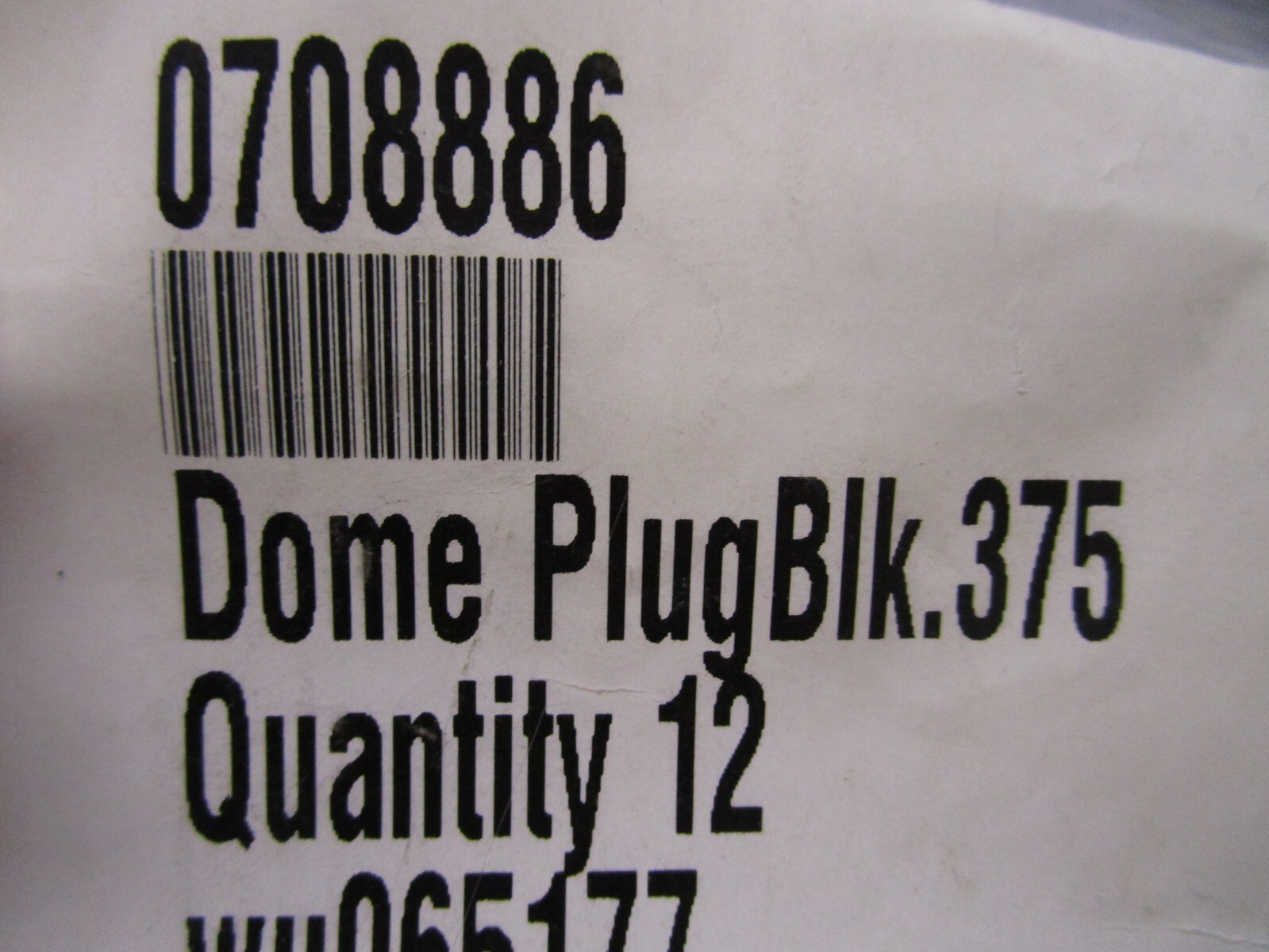 .375 Black Dome Plug QTY 12