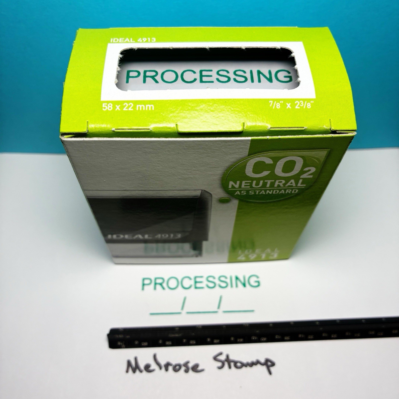 Processing With Date Line Rubber Stamp Green Ink Self Inking Ideal 4913