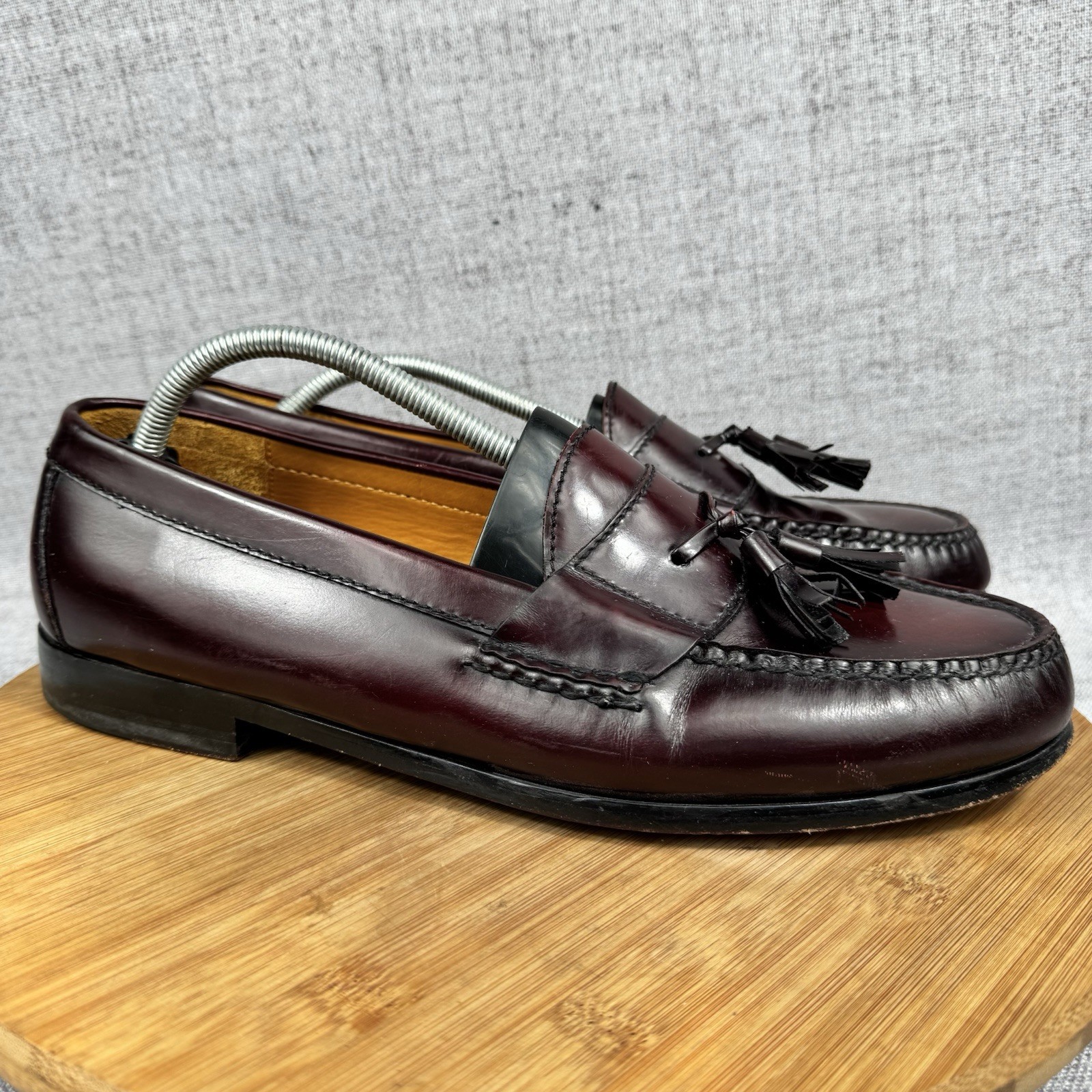 Cole Haan Pinch Tassel Loafers Mens 11.5 D Burgundy Slip On Leather Dress Shoes