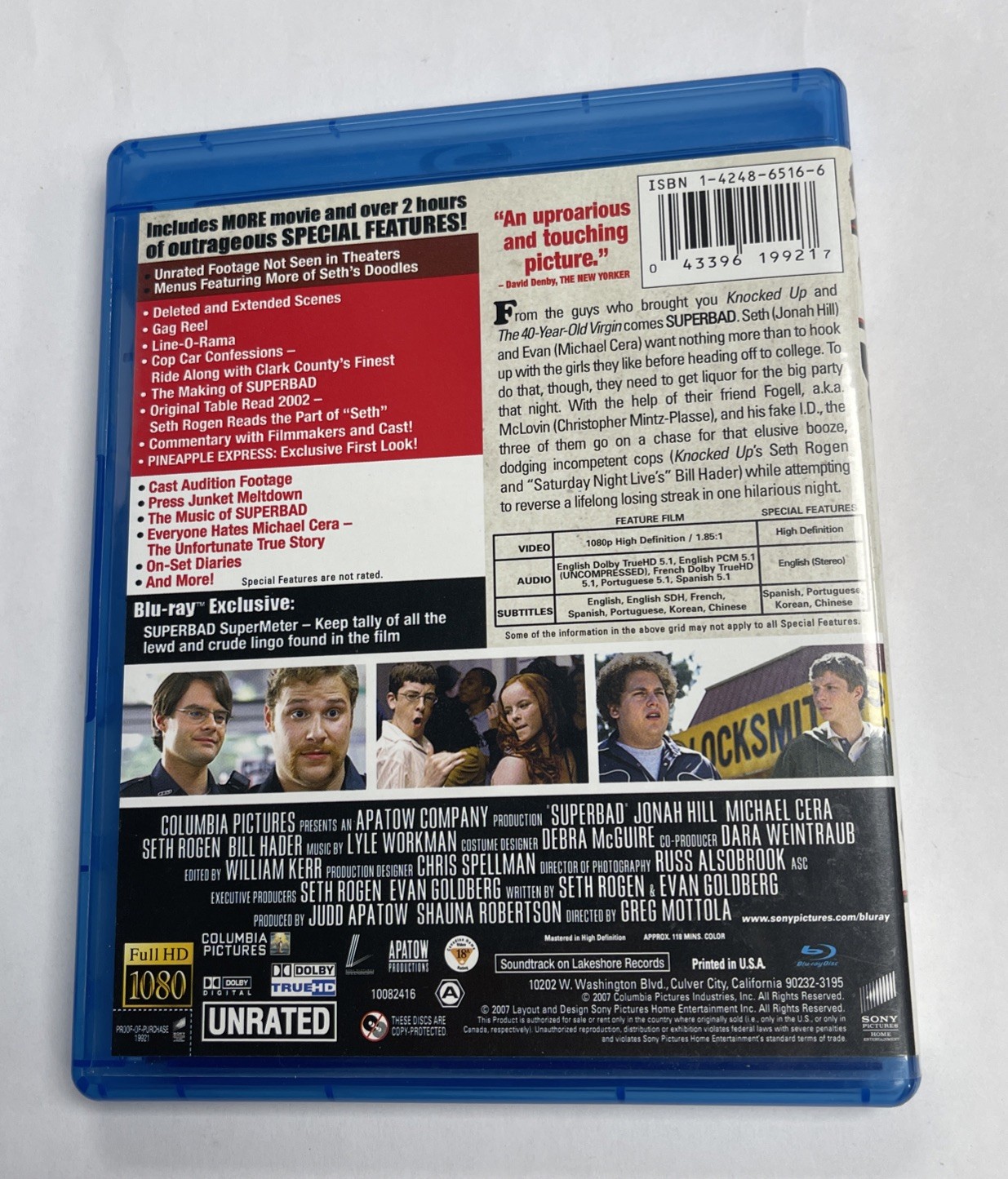 Superbad (Blu-ray, 2007, 2-Disc, Unrated Extended) Jonah Hill