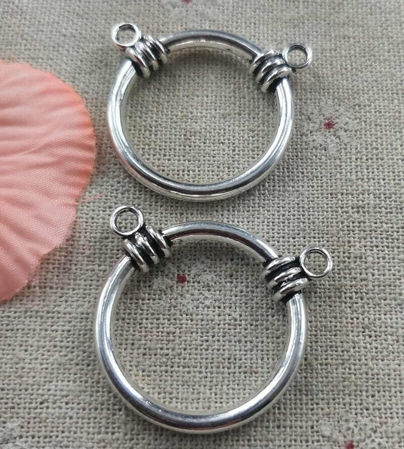 Free Ship 32 pcs tibetan silver round connectors 29x33mm L-5027