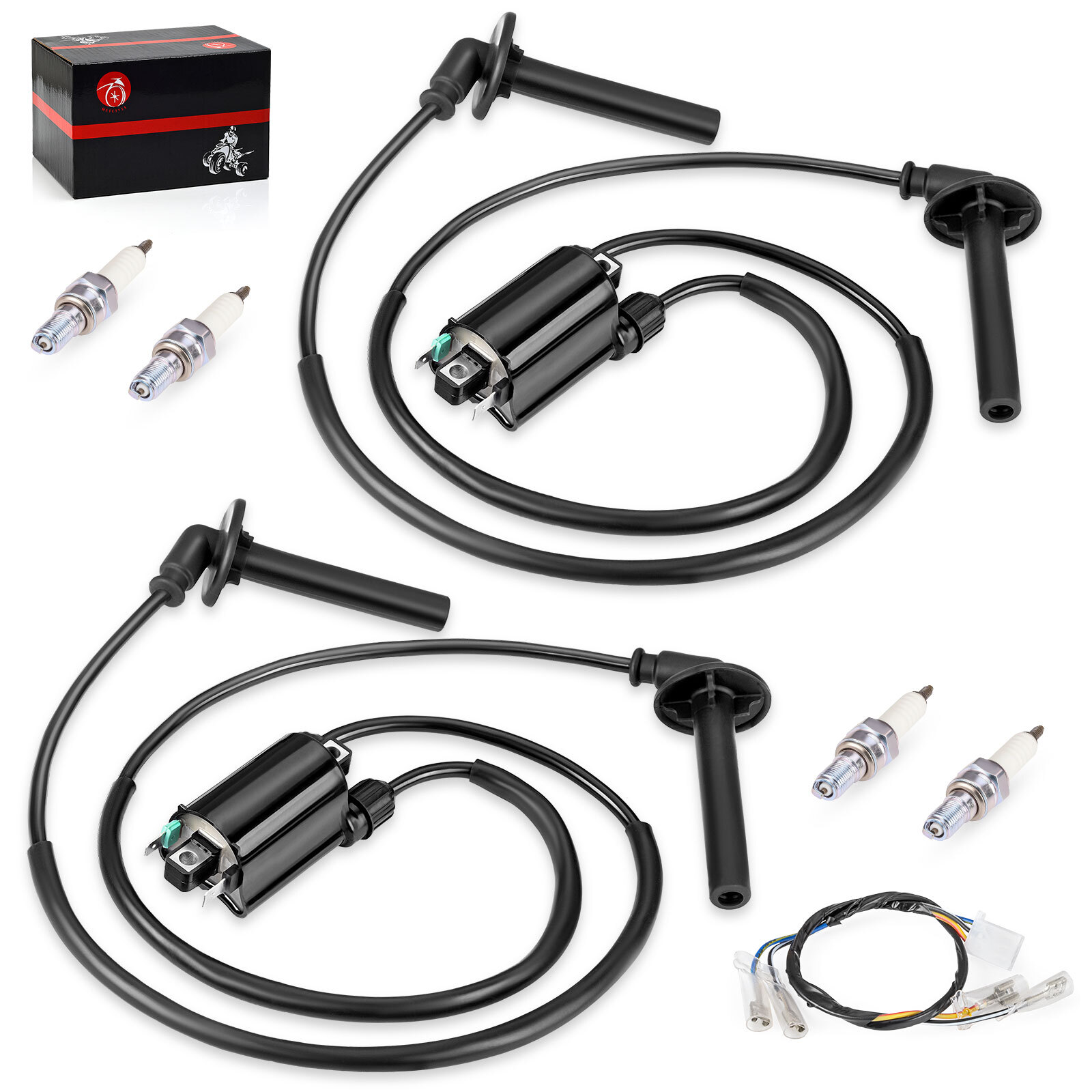 2 Ignition Coil W/Spark Plug CAP Ignition Sub Harness for Honda ST1100 1991-2003