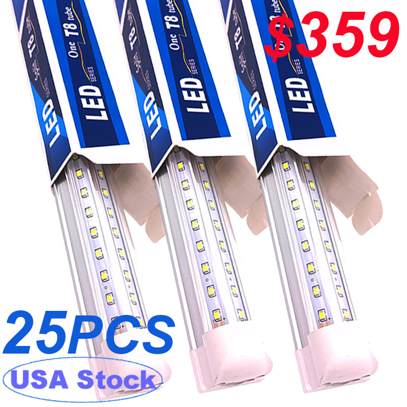 25 Pack 100W T8 8FT LED Shop Light Fixture 8 Foot LED Tube Light Bulb 6500K LED