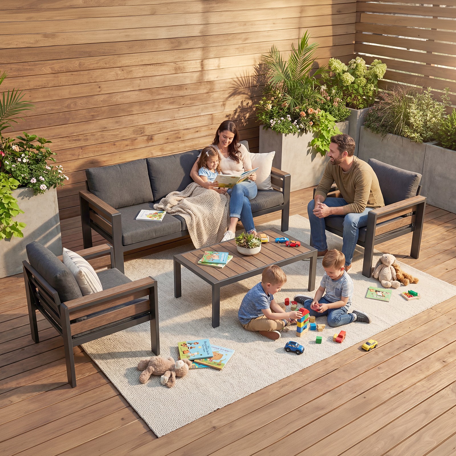 Aluminum Patio Furniture Set,Outdoor Metal Sofa for Patio Conversation Set
