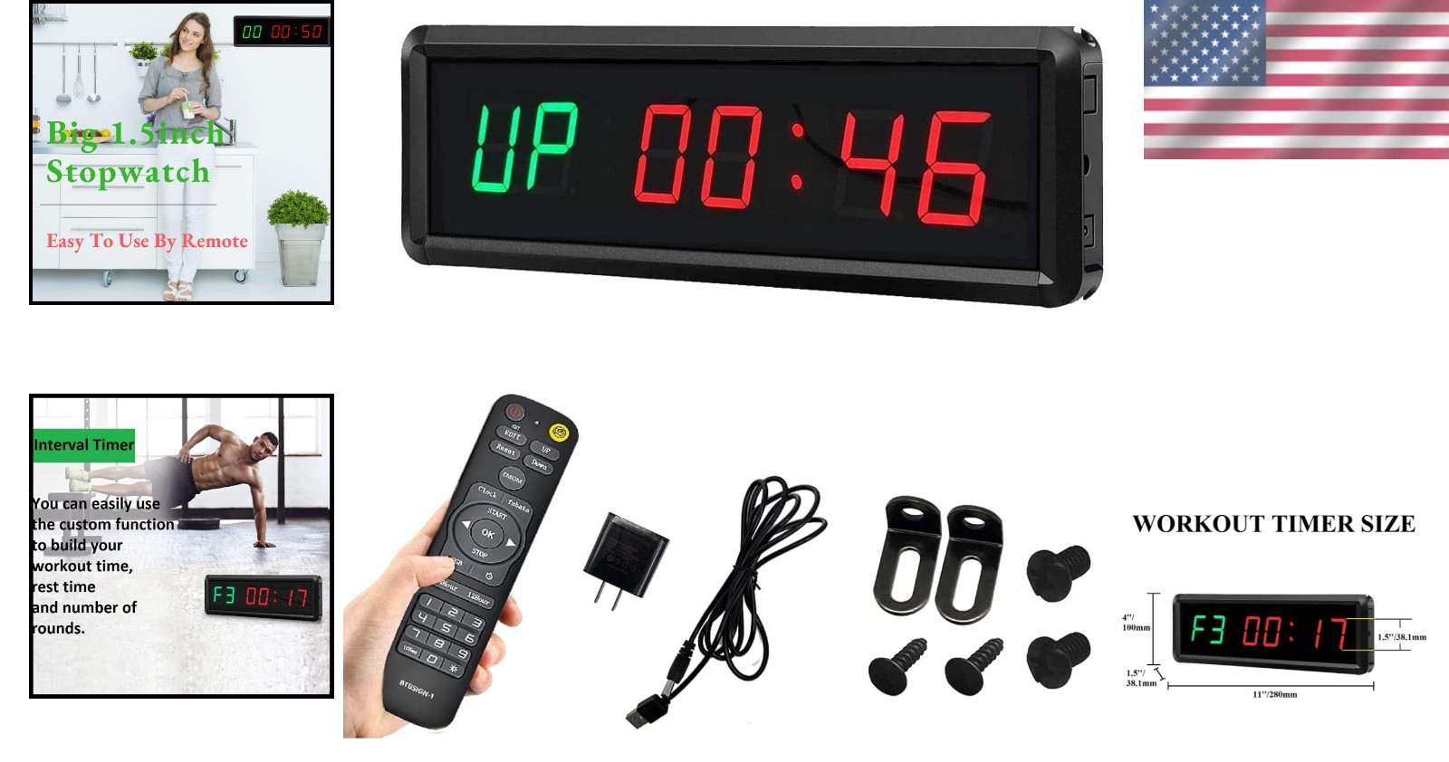 Multi-Mode LED Gym Timer with Remote & Customizable Intervals