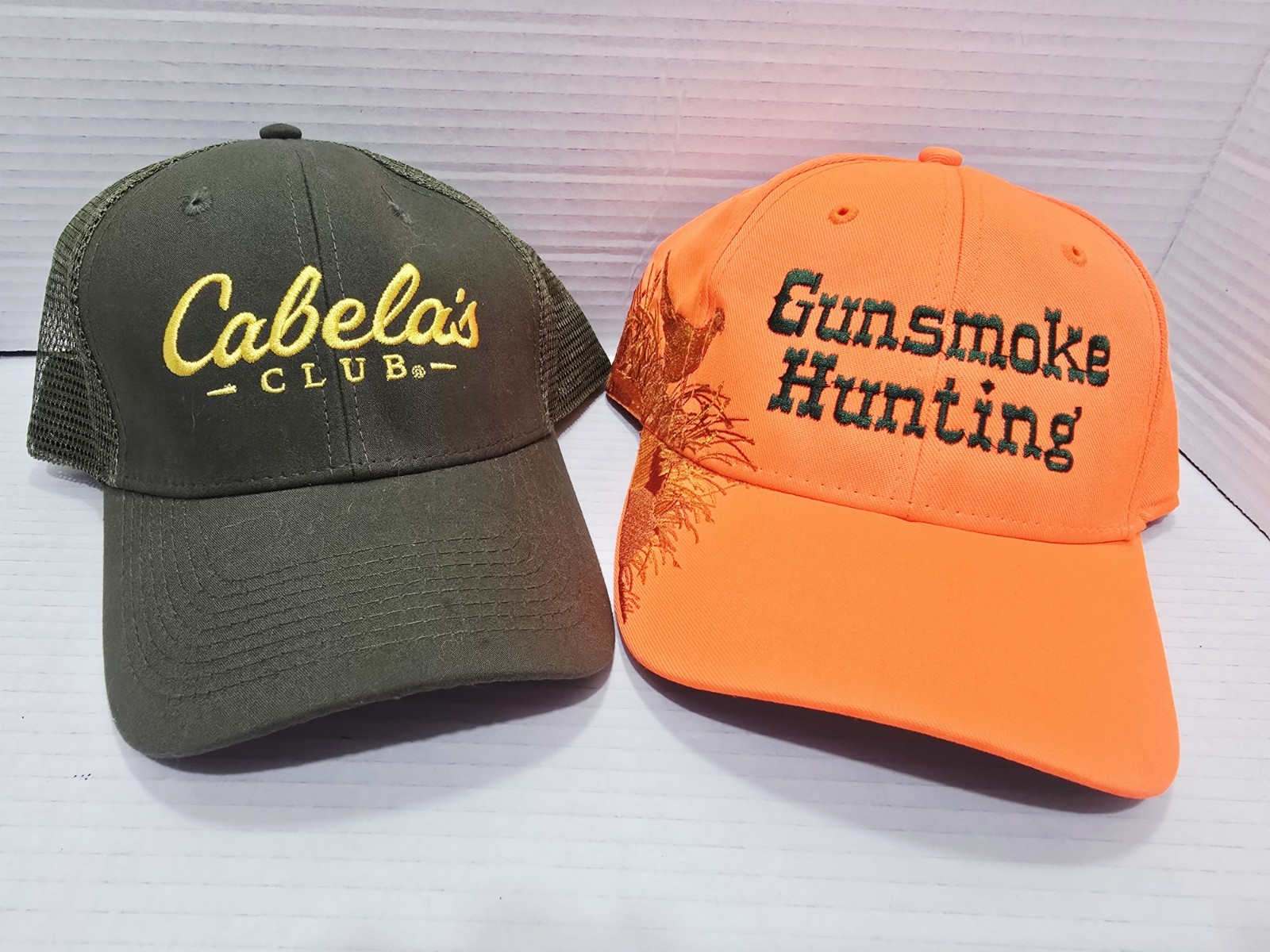 Lot Of 2 Hunting Outdoor Hats Dri Duck Cabela's Snap Back Trucker Adjustable