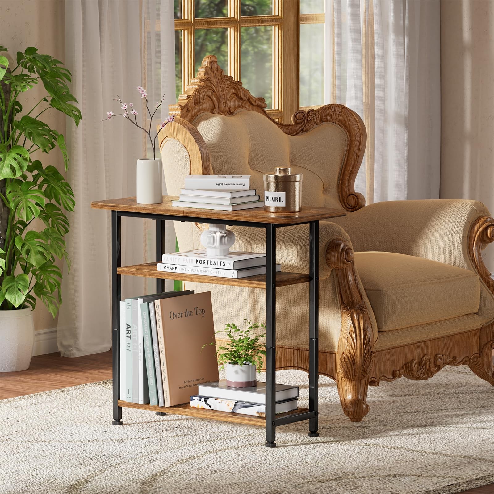3 Tier Side End Table Rustic Brown Nightstand TV Tray Couch Table Storage