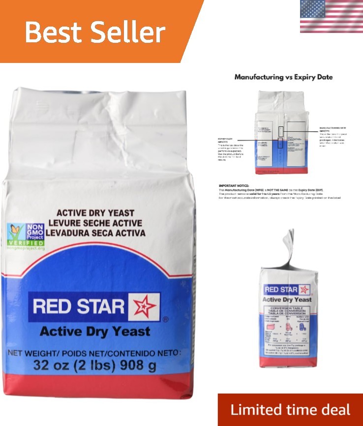 2 Pound Vacuum Packed Active Dry Yeast - Ideal Temp for Baking Masterpieces