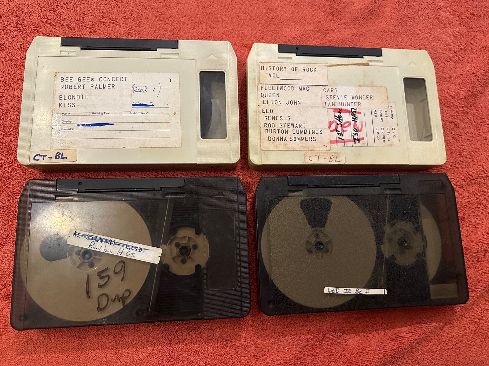 4x AS-IS Lot Vintage U-Matic Tapes - Bee Gees in concert, Beatles let it be