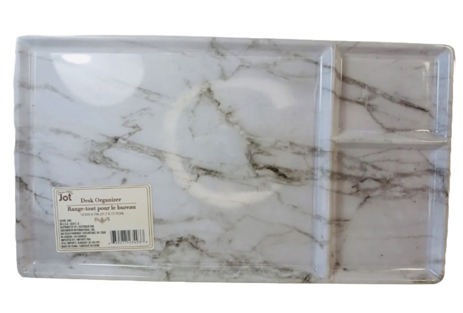 Jot Corner Office Melamine Style Marble Gray Desk Organizer 12.5x7Inches