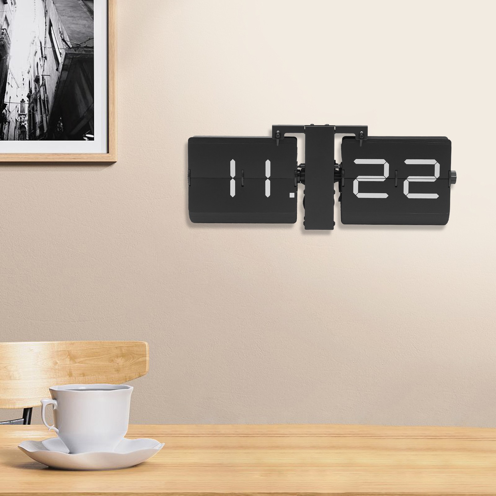 Flip Clock Wall Timer Retro Clock Analog Clock Office Decor Minimalist black