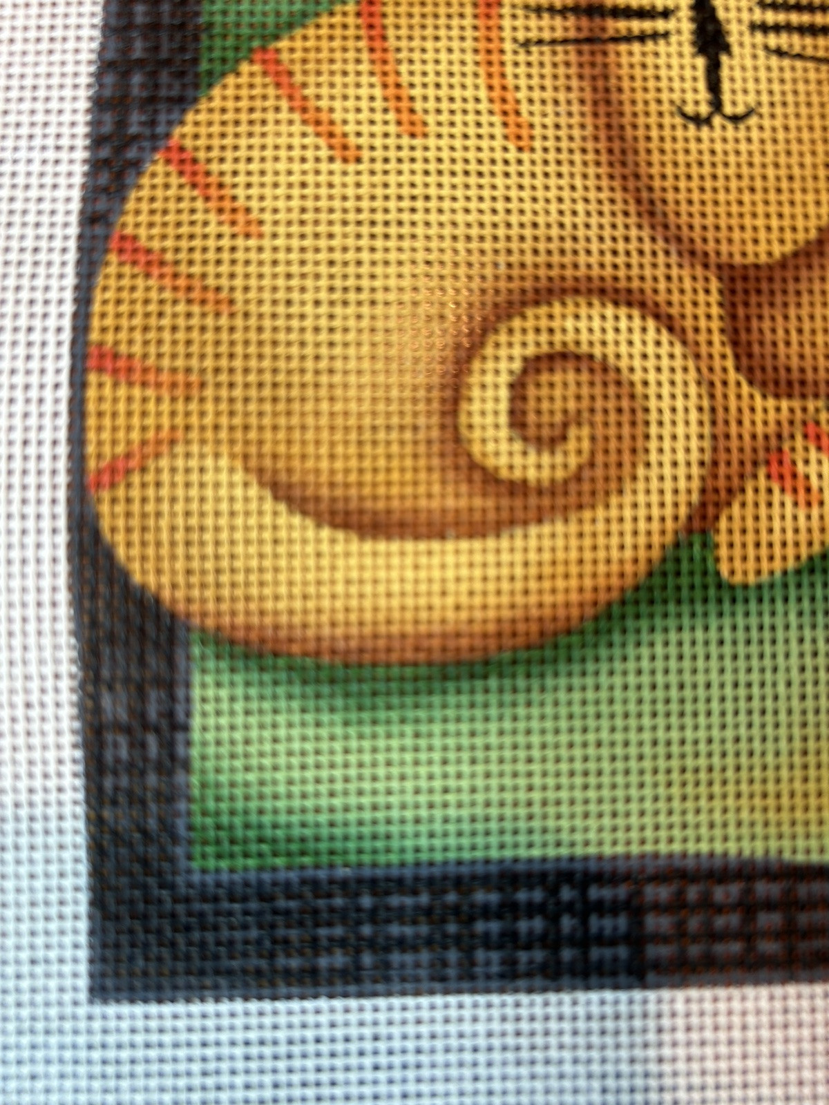 Debbie Mumm Orange Cat Needlepoint 18 Mesh Halloween Fall 7" x 4"