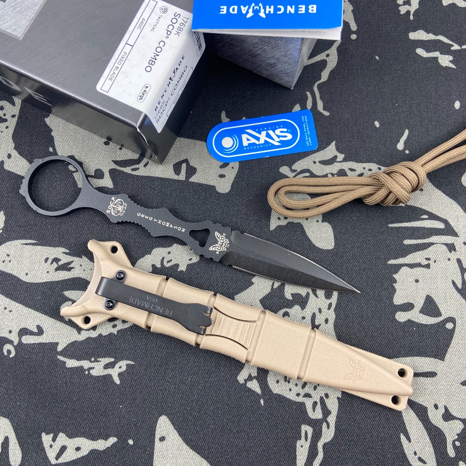 Benchmade 176BKSN SOCP Dagger Sand Sheath 440C Black Sheath Tactical Knife