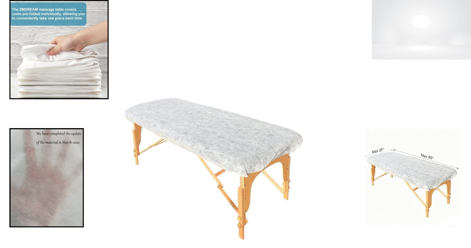 Disposable Massage Table Sheets Fitted Bed Covers 82x35in White 20 Pack Spa