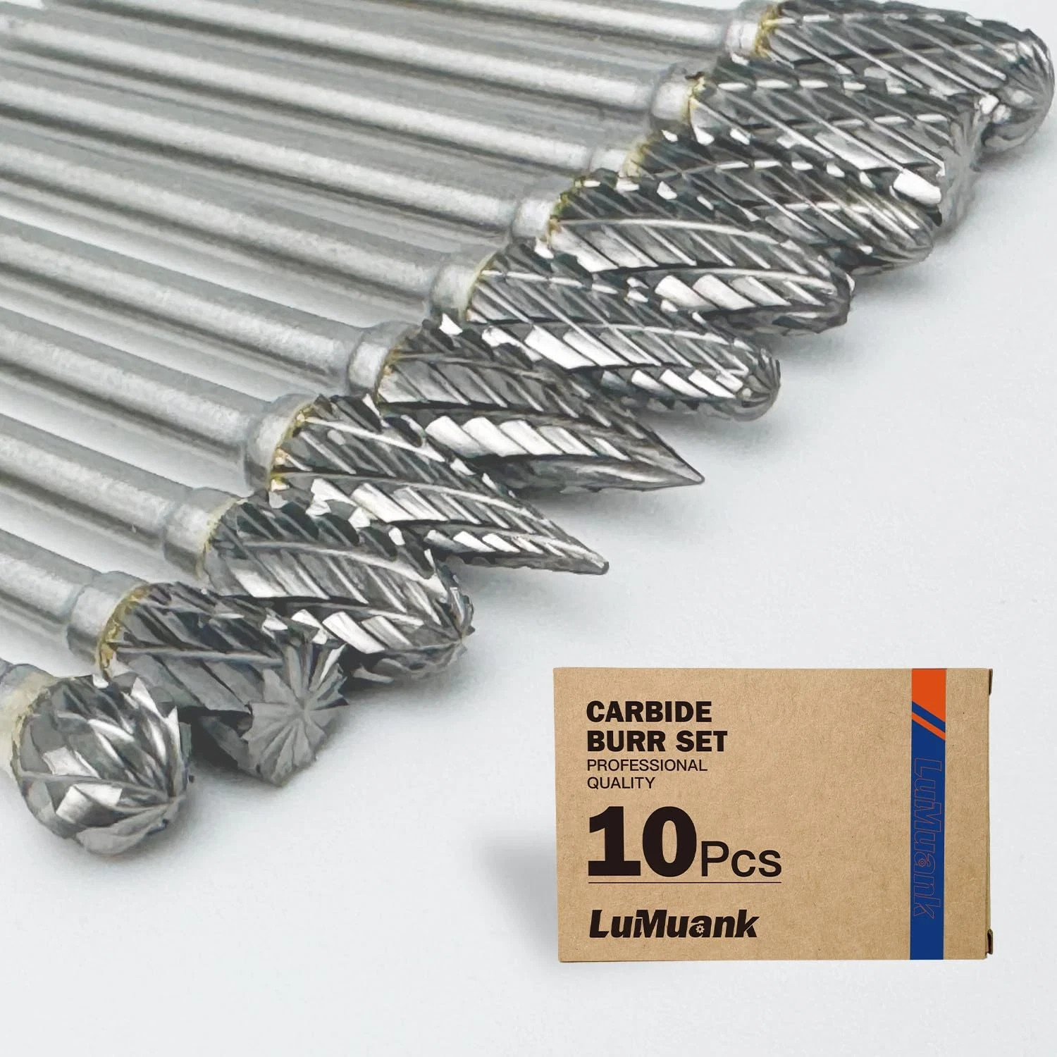 10PCS Carbide Burr Bits Set for Dremel 1/8 Rotary Tool Double Cut Grinding Metal