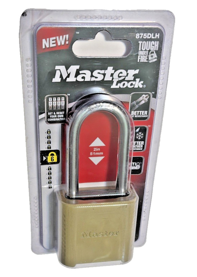 Master Lock 875DLH Combination Padlock 2” Shackle, Set Your Own Combo, Brand New