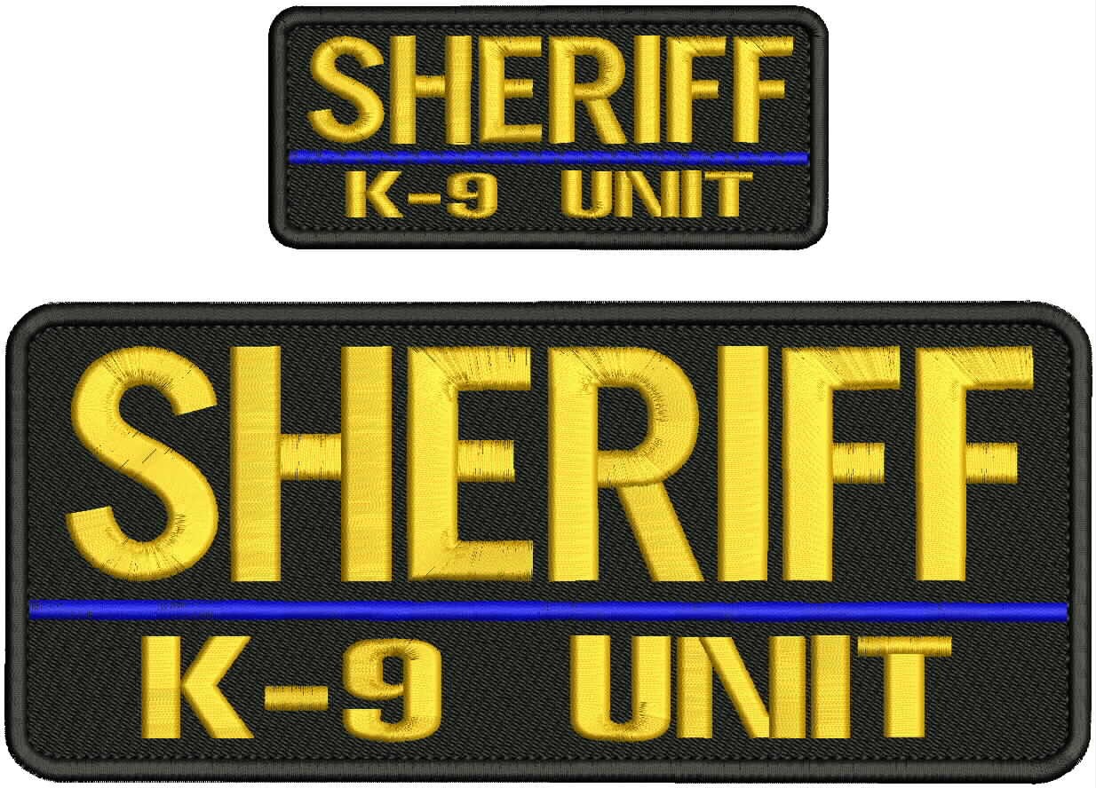 Collectible 2 Embroidery Patch Sheriff K-9 Unit 4x10 &2x5 Gold On Black
